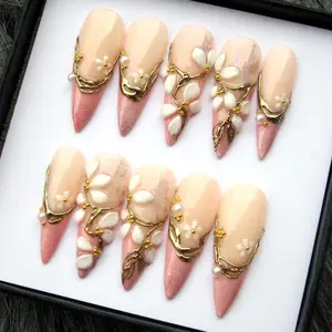 Spring Bride Press On - Elegant Spring Manicure Reusable Nails, Bridal Nail K542