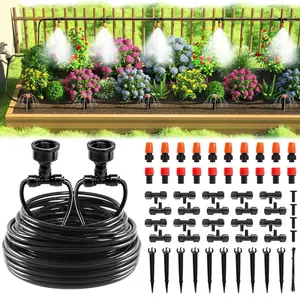 Drip Irrigation System, 50ft Quick Connector Garden Watering System, Automatic Sprinkler Kit for Lawn Raised Bed Outdoor Plants Greenhouse, Adjustable Nozzles