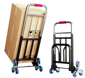 Heavy Duty Foldable Stair Climbing Hand Truck Telescopic Handle Portable Dolly Cart with 28mm Crystal Wheels & 3 Elastic Ropes | Say Goodbye to Heavy Lifting!