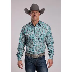 Men's Stetson Turquoise Paisley Snap Western Shirt