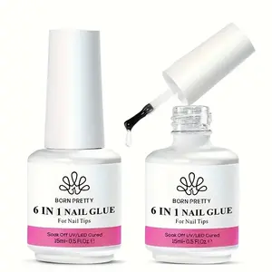 6-in-1 Nail Glue for Nail Tips, Quick Cure, Non-Toxic, Alcohol-Free Gel Formula, Can be Quickly Removed with Nail Polish Remover.UV/LED Cured，15mL