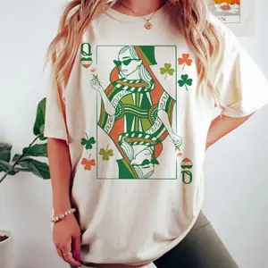 Irish Queen Shirt, St Patricks Day, Hearts T Shirt, Shamrock Shirts, Saint Patricks Day, Playing Cards, Hearts Queen TShirt, Irish Clothes