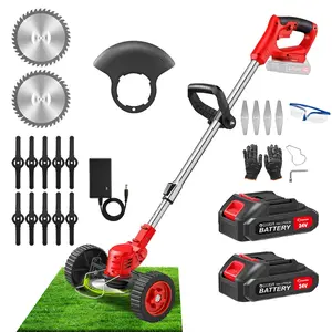 Saker 24V Cordless Lawn Trimmer Electric 3-in-1 Lightweight Brush Cutter Lawn Mower Edger for Garden Yard Care with Batteries & Accessories