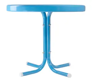 Northlight 22" Round Retro Steel Tulip Turquoise Side Table