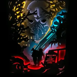 Horror Movie Layered Neon Light Boxes for Wall/Desk Decor - Perfect for Fans of Spooky Films