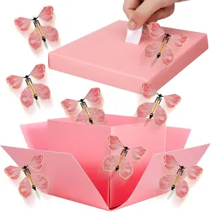 Butterfly  Cardboard Gift Box, Flying Butterfly Surprise Box for Birthday, Wedding, Anniversaries, Christmas (Pink)