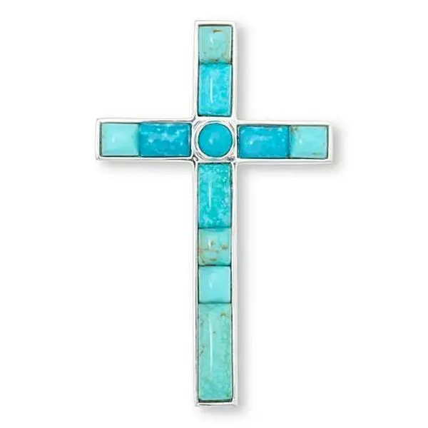 Mine Finds by Jay King Sonoran Blue Turquoise Sterling Silver Cross Pendant