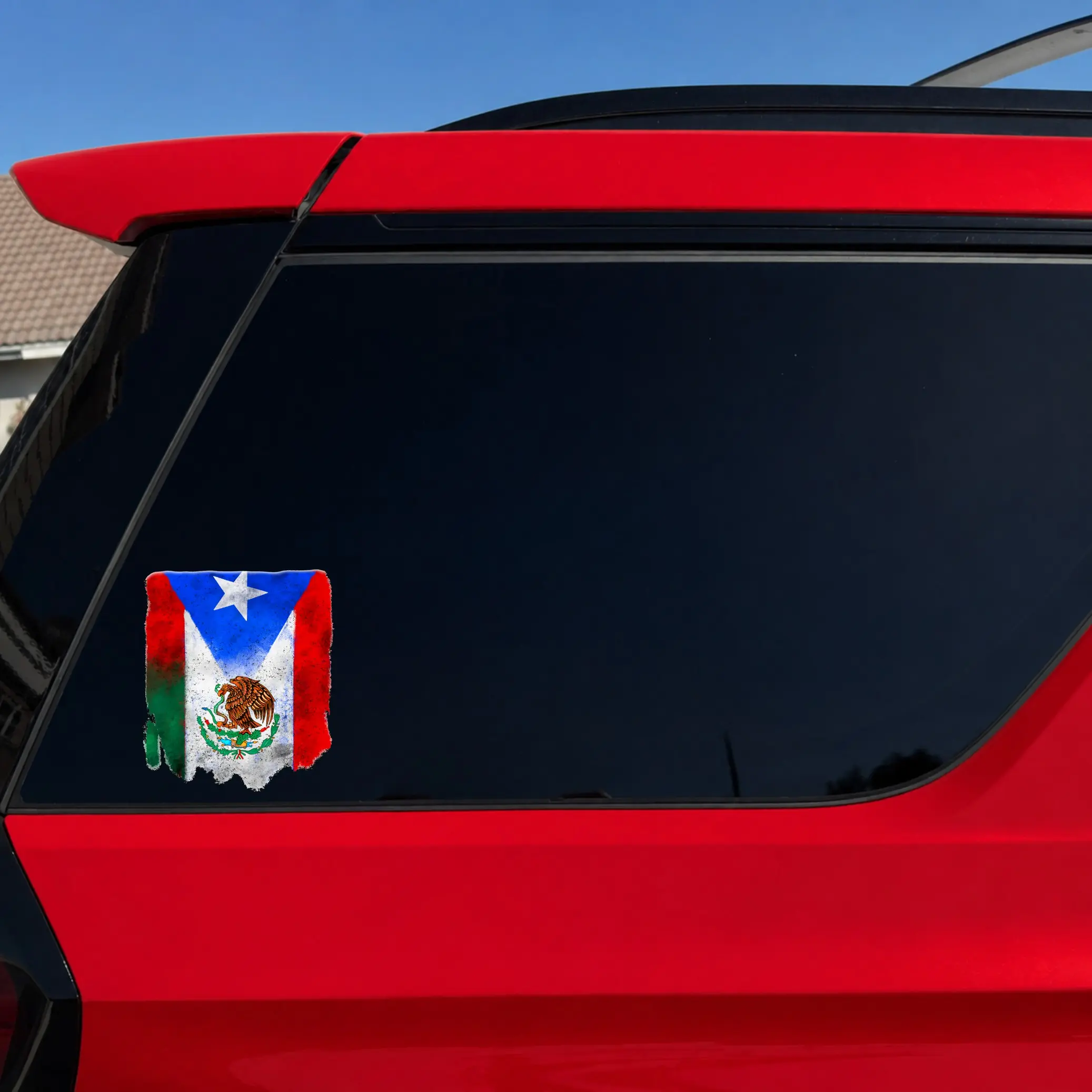 Mexico Puerto Rico Flag Permanent Vinyl Car Decal - Decorative Car Stickers, Durable Flexible Adhesive for Smooth Surface Automotive Exterior Accessories, Body Panel Decals Car Stickers