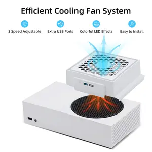 Mcbazel Adjustable RGB Cooling Fan for Xbox Series S, RGB LED Display, Low Noise, 2 Extra USB Ports, 3 Level Adjustable Speed External Cooler Fan for Xbox Series S Console Only