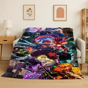 Demon Slayer Nezuko Tanjiro Blanket Ultra Soft Flannel Cozy Warm Bedroom Living Room Couch Sofa Bed Travel Throw Decor Birthday Gift Christmas Gift for Anime Fans Kids Teens Otaku Kimetsu Yaiba Kamado Style
