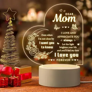 Acrylic Night Light Gift for Mom, Valentine's Day Present From Daughter, Birthday Gift Idea, Christmas Gift for Grandma, Led Mood Light, Decorative Mood Lamp