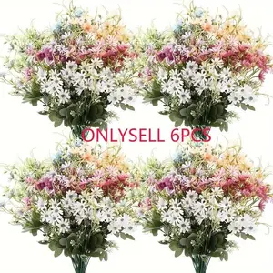 6 Pcs Wildflower Artificial Chrysanthemum, UV-Resistant Silk Flowers, Outdoor Plastic Greenery Decor, Spring Home Decoration, Artificial Plants, Faux Flower Decoration