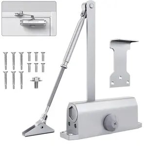 Hydraulic Automatic Door Closer - Heavy Duty Adjustable Closer (Up to 150 lbs) for  & Commercial Use -  Alloy Auto Shut System for Interior & Exterior Doors