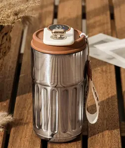 Smart Digital Thermal Bottle Portable Coffee Mug Stainless Steel Water Bottle In-Car Insulated Cup Keep Cold Vacuum Flasks 450ml