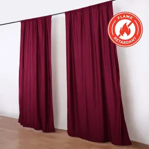 2 Pack 5ftx10ft Burgundy Scuba Polyester Backdrop Drape Curtains, Durable Flame Resistant Event Divider Panels Wrinkle Free With Rod Pockets