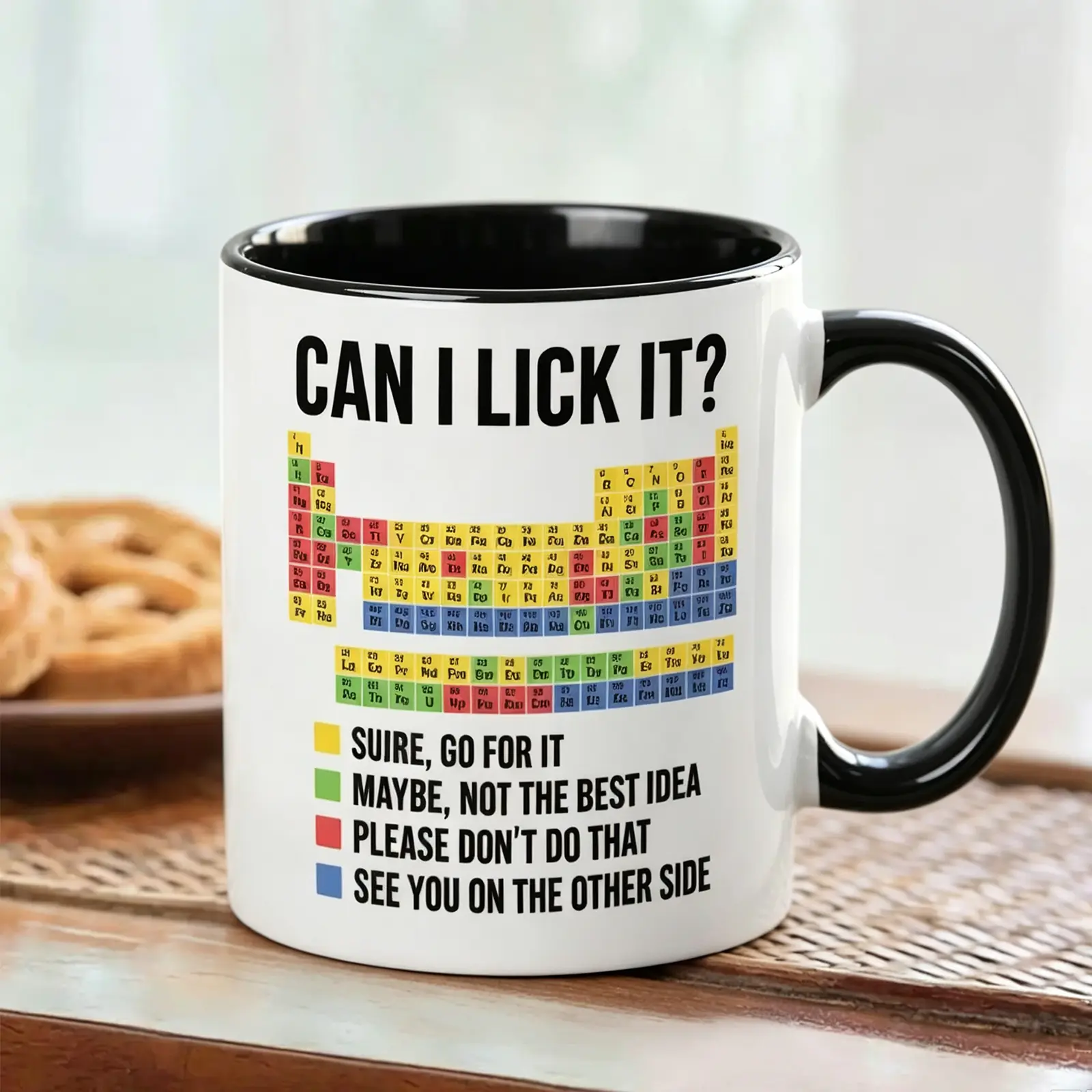 Funny Can I Lick It Chemistry Mug 11oz 15oz, Periodic Table of Elements Science Coffee Cup, Geeky Lab Gift for Chemistry Teacher Science Student