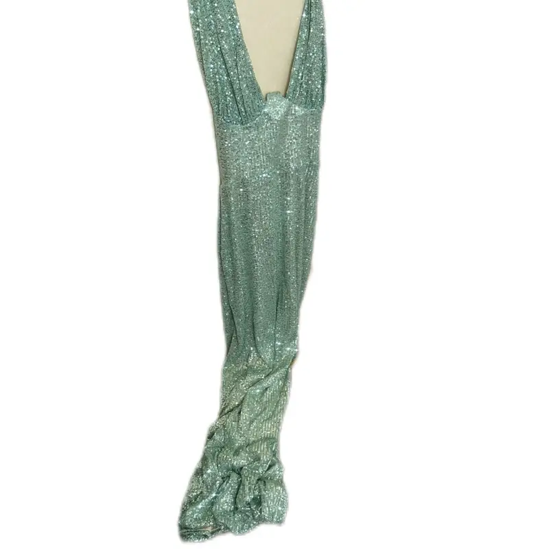 Sparkling Mint Green Halter Style Dress Sequins Very Sexy Size L Marilyn Monroe Salma Hayek Scarlett Johansen Style