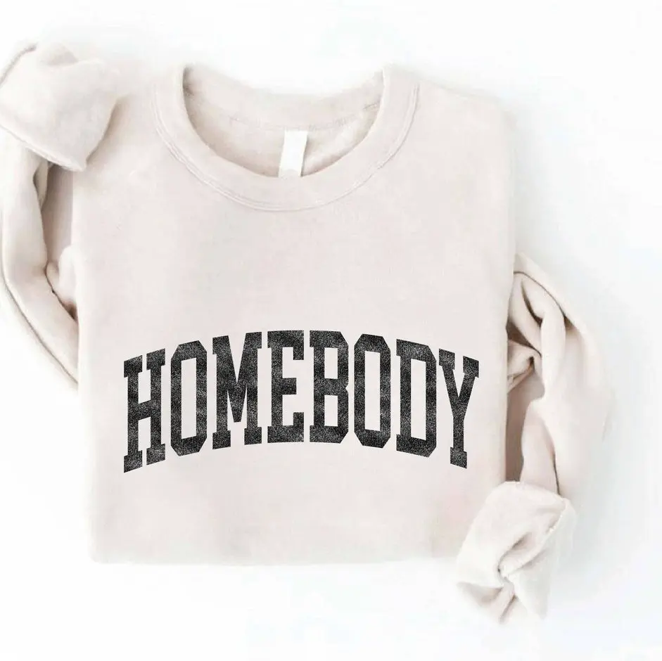 Homebody Crewneck Sweatshirt, Introvert Aesthetic Jumper, Cozy Loungewear Apparel, Vintage Collegiate Style, Stay At Home Gift Idea, Unisex, Comfort	