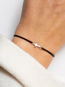 Adjustable Wax Cord Bracelet, Casual Cross Design, Unisex Fashion Accessory, Daily Wear Jewelry Gift, Versatile Couple Handwear, Elegant Minimalist Bangle, Adjustable Strap Bracelets