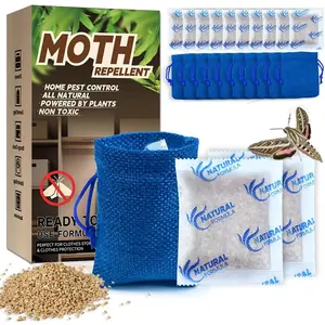 10 Pack Natural Moth Repellent for Clothes Indoor Use, Alternative Moth Balls Moth Traps for Clothes, Peppermint and Thyme Essential Oils Effectively Keep Moths Away from Closet Drawers Woolen Silk