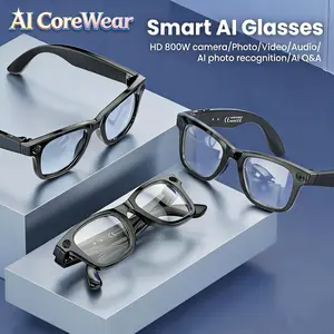 AI Smart Glasses with 800W Pixel Camera & 4K Video: Real-Time 150+ Language Translator, Bluetooth Connectivity, Dual Microphone System, Voice Assistant, 7-Hour Battery Life, Waterproof Design, Hands-Free Operation for Travel & Daily Use