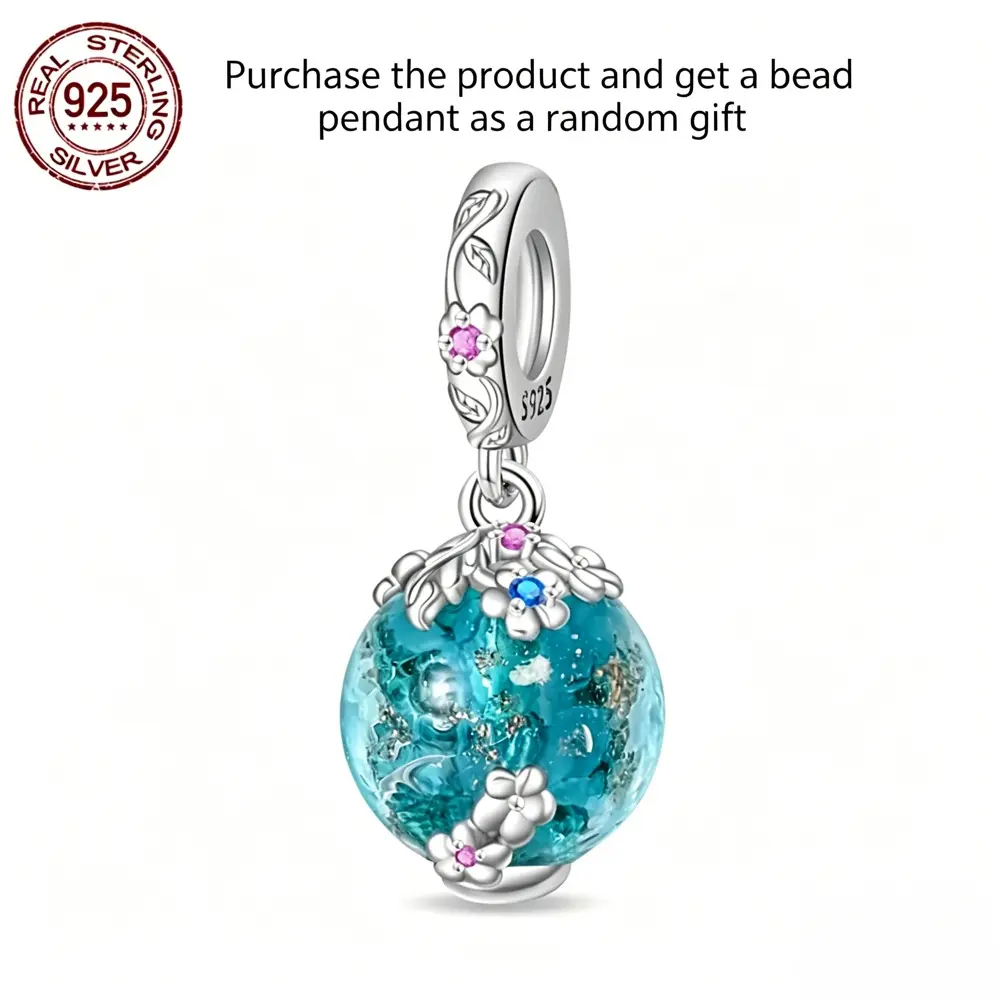 925 Sterling Silver Elegant Glow in the Dark Flower Stamen Charm/Pendant, Minimalist Jewelry for Bracelets, Sensitive Skin-Safe, Ideal for Adults’ Valentine’s Day, Birthday Gifts