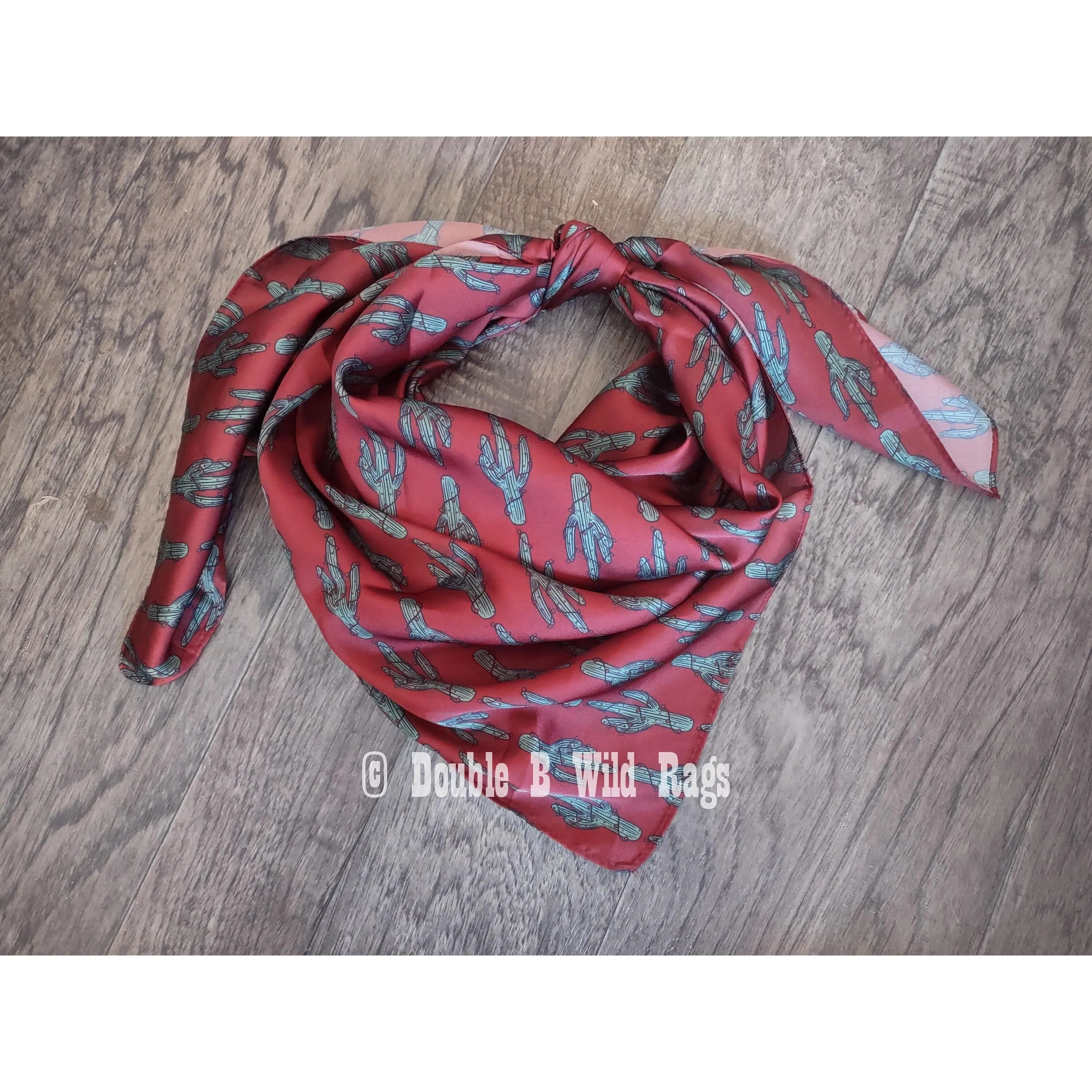 Wild Rag CHRISTMAS HOLIDAY Dark Red Cactus and Lights Cowboy Western Neck Scarf Bandanna by Double B Wild Rags