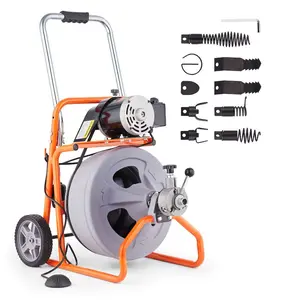 VEVOR Drain Cleaner Machine 100FTx 3/8 Inch, Auto Feed Sewer Snake Drain Auger on Wheels, Portable Drain Cleaning Machine with 8 Cutters Air - activated Foot Switch for 2 to 4 PipesVEVOR Super Brand Day