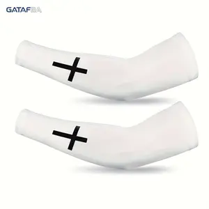Faith Cross Arm Sleeves Set Religious Faith Compression Sleeves Breathable Stretch UV Protection Non Slip Sports Arm Sleeves for Men Women Perfect for Football Cycling Hiking Outdoor Workout Athletic Daily Activities