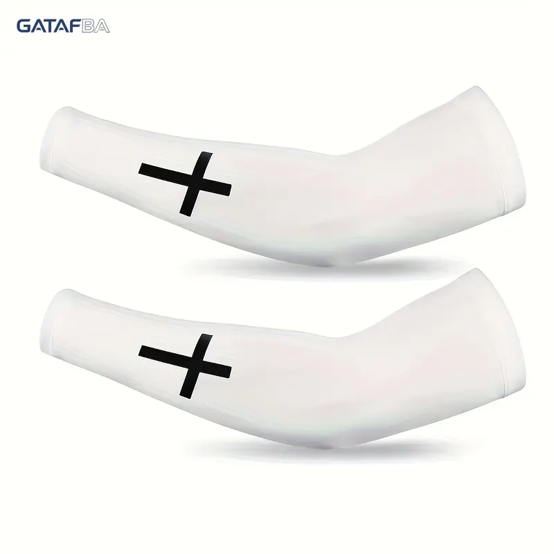 Faith Cross Arm Sleeves Set Religious Faith Compression Sleeves Breathable Stretch UV Protection Non Slip Sports Arm Sleeves for Men Women Perfect for Football Cycling Hiking Outdoor Workout Athletic Daily Activities
