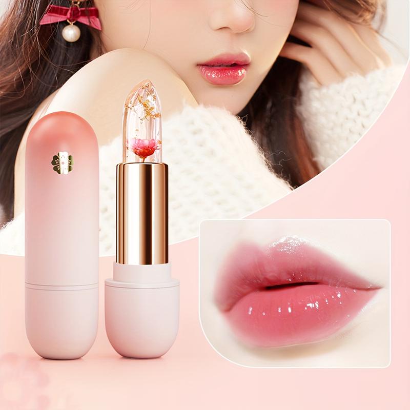 3 Pieces Transparent Petal Color Changing Lipstick Makeup Set Waterproof Long Lasting Moisturizing Lip Tint Temperature Changing Lip Glossy Cosmetic