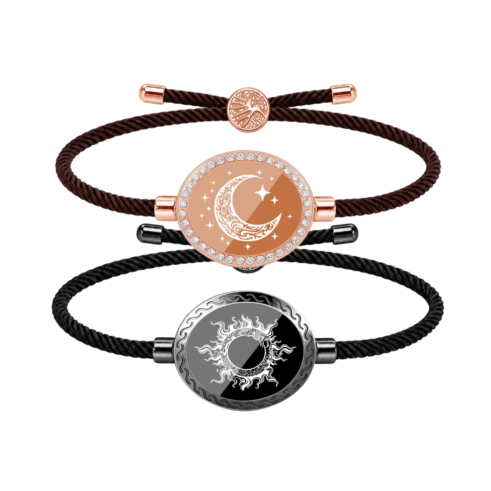 TUTEVETA Couple Smart Bracelets, Long Distance Touch Bracelets with Light & Vibration, 100M Waterproof, Remote Camera Control, Romantic Gifts for Couples