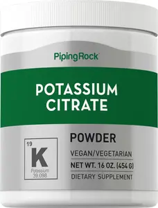 Piping Rock Potassium Citrate Powder Supplement | 1 lb | Unflavored | Vegetarian, Vegan, Non-GMO, Gluten Free