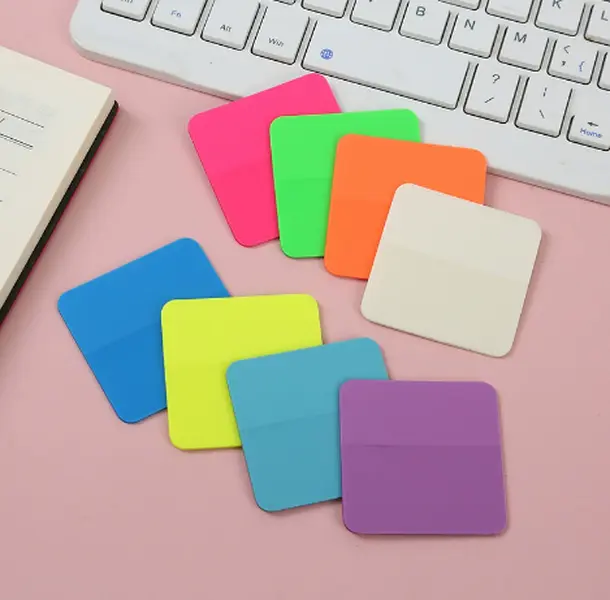 Square Translucent Sticky Notes, Colorful Note Pads