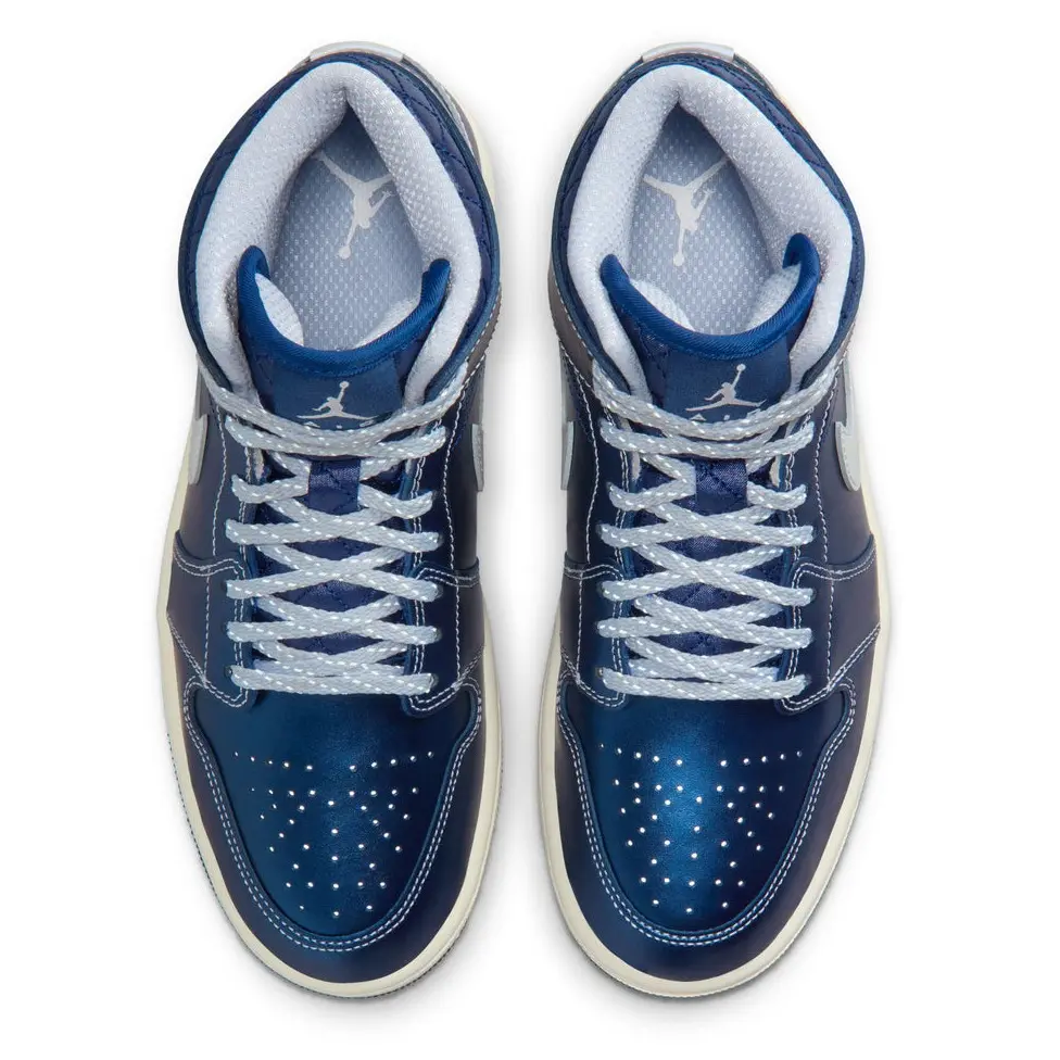 Nike Air Jordan 1 Mid SE Metallic Blue Quilted IM5128-001 Women's