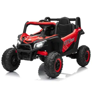 12V Kids Ride On Car,UTV Truck With Remote Control,4WD/2WD Switchable,Electric Vehicle With 4 Spring Suspension,EVA Tires,LED Lights for Ages 3-8 Years