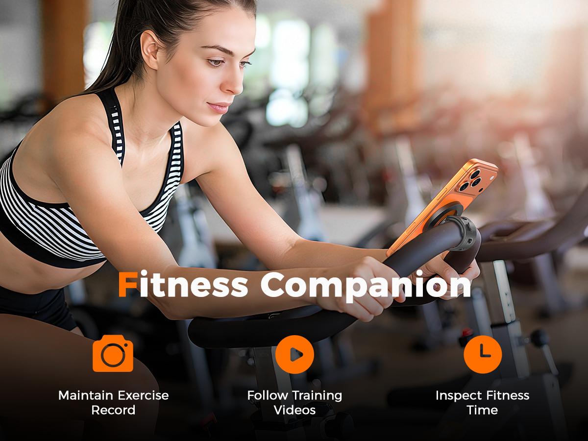 Stroller Magnetic  Phone Holder, , Magnetic Handlebar Mount, [Adjustable Silicone Strap], 17x N52 Strong Magnets, Fits Treadmills, Peloton, Shopping , Adjustable Strap, iPhone 12–17 & Android