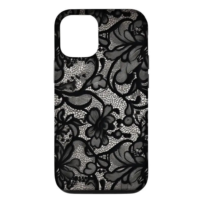 Black Lace Vintage Pattern Phone Case, Compatible with iPhone 17 16 15 14 13 12 11 Black Lace Vintage Pattern Phone Case, Compatible with iPhone 17 16 15 14 13 12 11
