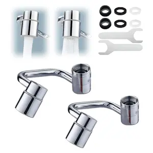 Rotatable Faucet Aerator Extender Set, 180° Rotating Faucet Extension, U-Shaped Bathroom Sink Kitchen Faucet Extender, Dual Mode Adjustable