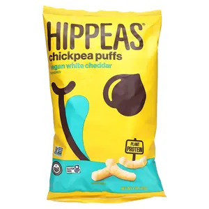 Hippeas Chickpea Puffs, Vegan White Cheddar, 4 oz (113 g) Hippeas Chickpea Puffs, Vegan White Cheddar, 4 oz (113 g)