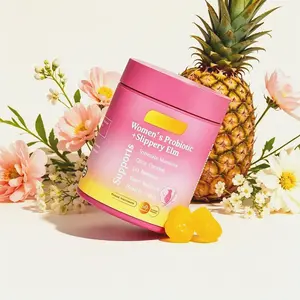 Her Juicy Feminine Probiotics Gummies – Period Support Balancing Formula with Slippery Elm, Prebiotic Fibers & Live Lactobacillus Blend Regulating Vaginal pH & Calming Dryness During Monthly Cycles, Hawaiian Pineapple Gummies 60 Counts