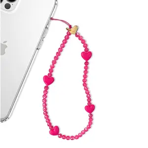 Hot Pink Heart Phone Charm