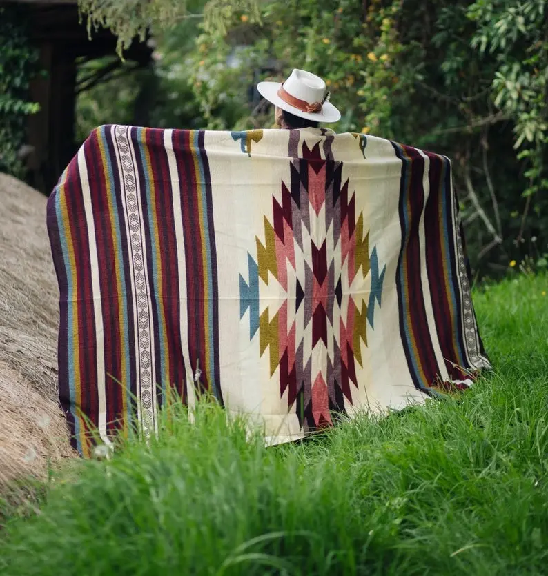 Handmade Alpaca Wool Blanket. (The Living Forest) Queen Size. Handcrafted by Indigenous Hands. Super Soft and Warm