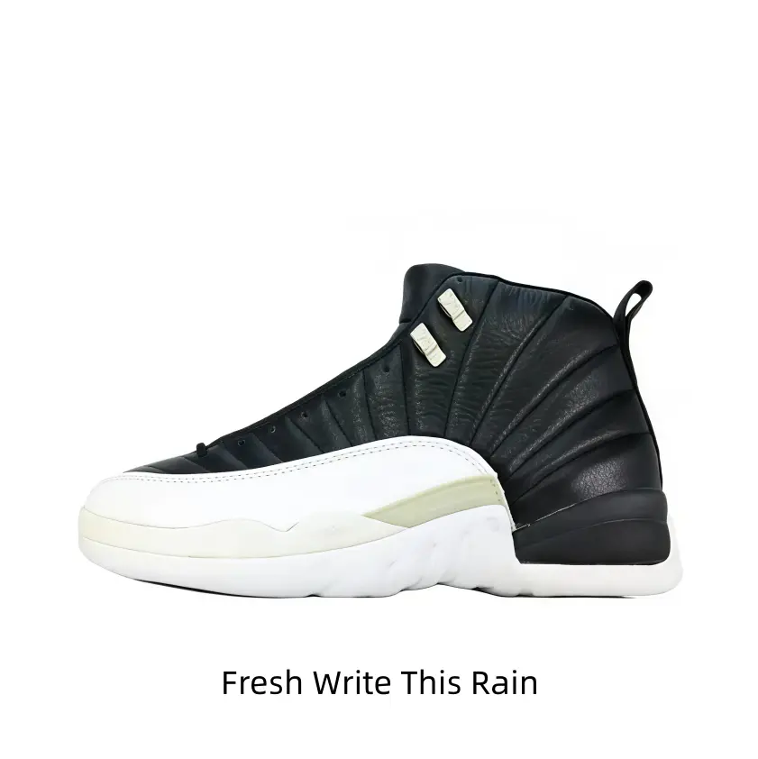 Retro Aesthetic High-Top Running Shoe, Black Leather Upper, Clean White Front Section & Sole, Frosted Metal Eyelets, Street Wear Sports Collectible Accessory