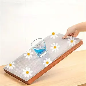 Shelf Liners for Kitchen Cabinets – Drawer Liner Waterproof & Oil-Proof, Non-Adhesive EVA with Floral Pattern – Durable Washable, Easy To Clean