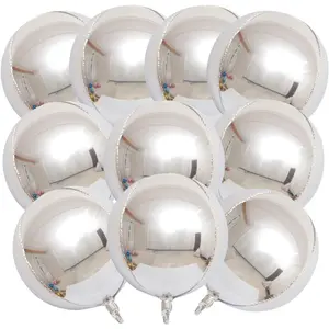 10Pcs 22 Inch Silver Mylar Balloons, Large 4D Giant Round Foil Balloon Big Mirror Metallic Balloons for Birthday Party Teenager Shower Gender Reveal Supplies - Home Improvement. Aluminium Wedding