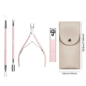 Cutcle Trmmer with Cutcle Pusher, nail cipper 5 PCS Pink Nail Cuticdle Nipper Professional Pedicure Manicure Tools with Stainless SteelDual End Pusher, Nail Scraper