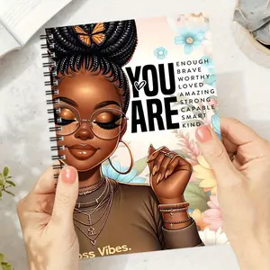 Inspirational African American Woman Spiral Notebook, 100 Pages, Perfect Gift for Her, Daily Planner Journal for Office, School, or Personal Use, Spiral Bound Notepad