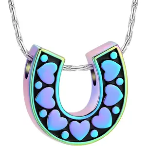 Cremation  for Ashes Horseshoe Urn Necklace for Women Men Human Pet Memorial Pendant Ashes Holder Funeral Keepsake