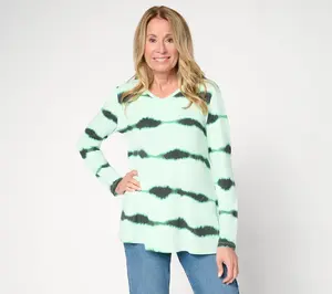 LOGO by Lori Goldstein Rayon 230 Printed Stripe Dye Effect Top
